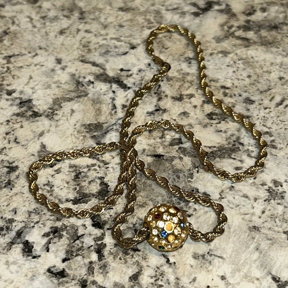 14k Gold Plated Birth Stone Necklace Ball With Birth Gemstones‎ H1